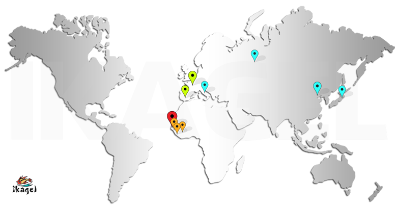 Carte usines et bureaux Ikagel à travers le monde